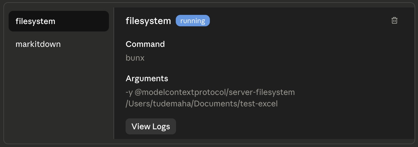 filesystem MCP Running