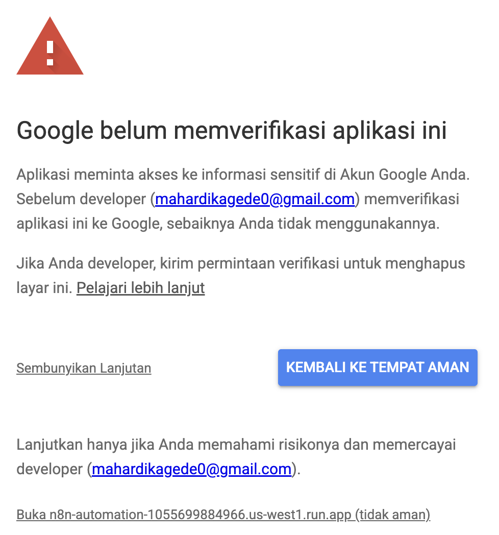 Google OAuth Warning